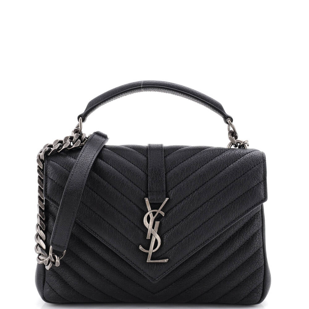 Saint Laurent Medium Classic Monogram College Bag Matelasse Chevron Leather